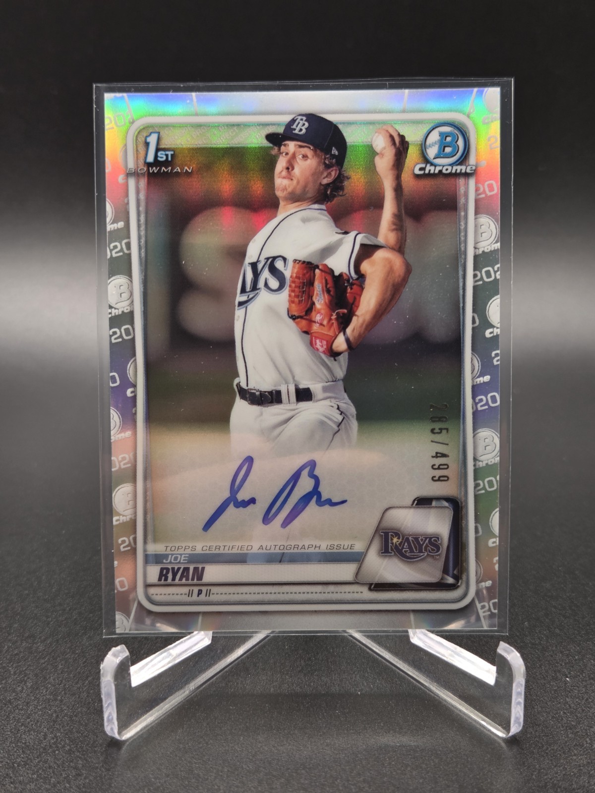 2020 Bowman Chrome Joe Ryan 1st Refractor Auto /499 CPA-JRY Tampa Bay Rays RC