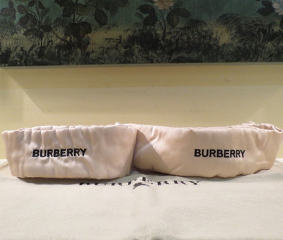 BURBERRY LOGO SET OF 2 BEIGE PADDED LUXURY VIP HEADBANDS HEAD WRAPS
