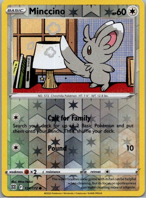 Minccino 124/172 Common SWSH09: Brilliant Stars Pokemon Reverse Holo Near Mint