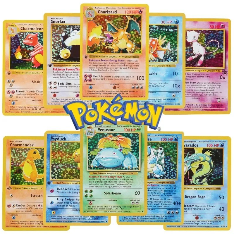 151Pcs/box 1996 First Generation Pokémon card Charizard Pikachu Mewtwo Blastoise
