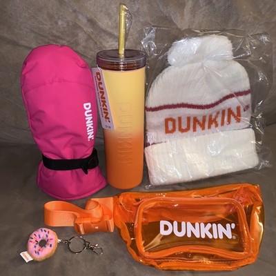 Dunkin : Rainbow Silicone Sipper Orange, Beanie Hat, Fanny Pack, Glove, Keychain