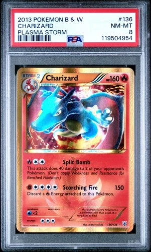 2013 POKEMON B&W PLASMA STORM #136 CHARIZARD PSA 8
