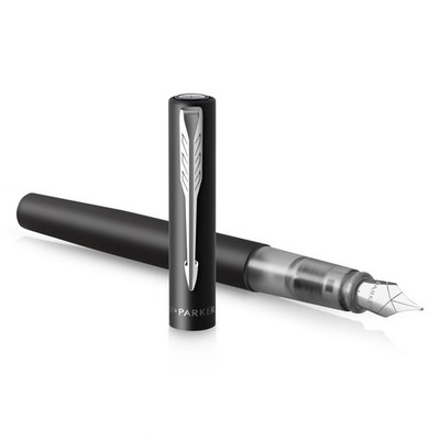 Parker Vector XL Füllfederhalter | Metallic Schwarz Lack auf Messing | Mittlere Feder