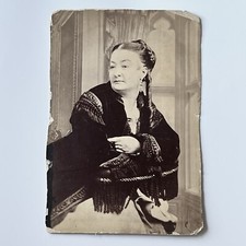 Antique Photograph On Board Beautiful Mature Woman Curled Fancy Hair & Attire