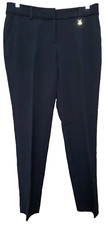 Anne Klein Black Tapered Ankle Dress Pants Size 4 Logo Belt Loops Knit