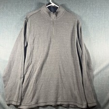 Eddie Bauer Mens Sweater Gray Quarter Zip Long Sleeve Pullover Size TL Cotton