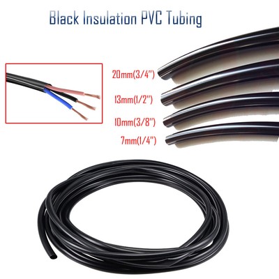 Black PVC Tubing Electrical Insulation Sleeve Cord Wiring Pipe Protector Manager