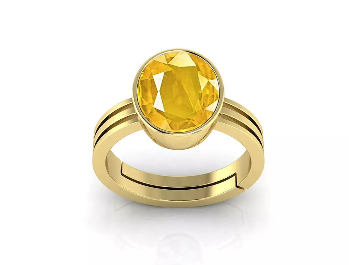 Buy RRVGEM YELLOW SAPPHIRE RING 11.00 Ratti Certified Unheated Untreatet  Pukhraj GOLD PLATED Ring for Women's and Men's By LAB -CERTIFIED at  Amazon.in