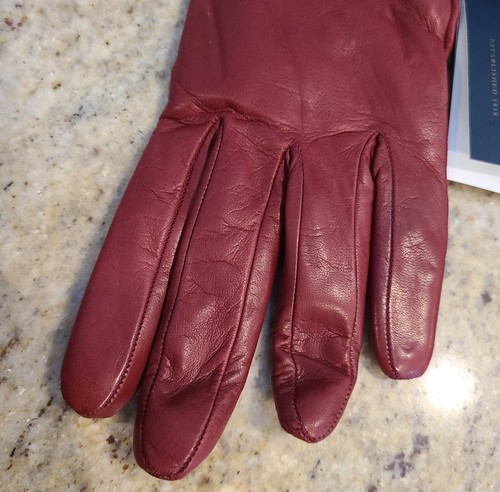 New! Brooks Brothers Womens Size M 7 Red Soft Leather 10" Gloves Cashmere Lined - Picture 2 of 19
