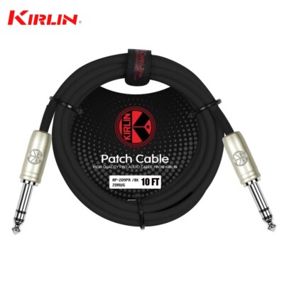 Kirlin 10FT 1/4'' TRS Plug to Same 20AWG Stereo Patch Cable AP-209 PR-10