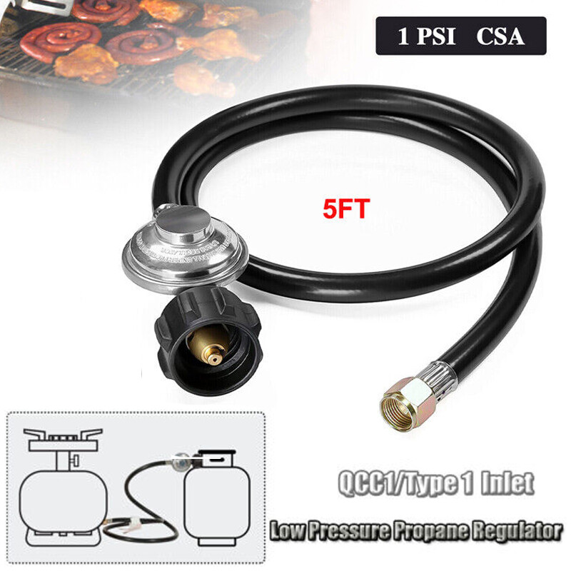 3 Foot Propane Regulator Hose With Tank Gauge - Universal For Grills & Fire Pits