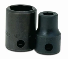 1/2" Drive Shallow Impact SocketS, 6-Point, SAE,Black Industrial Finish,Williams