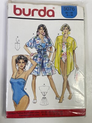 Vintage Burda Studio Pattern Swimsuit Coverup Short Top Set 80-90's Sz 34-44