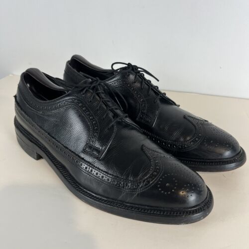 Chaussures vintage années 60 Executive Imperials O'Sullivan 9,5 C cuir noir oxford bout d'aile - Photo 1 sur 9