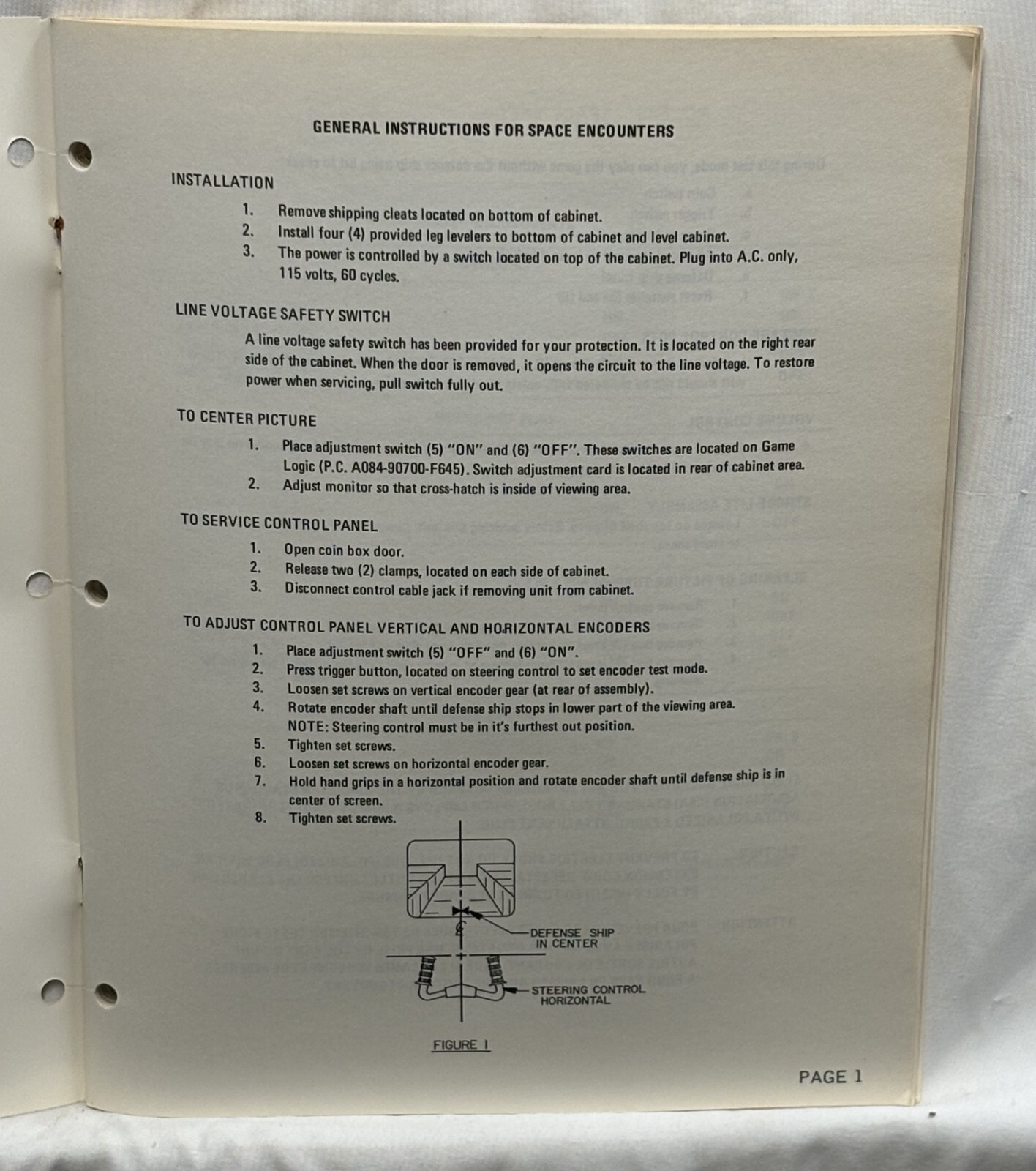 ORIGINAL-MIDWAY-SPACE ENCOUNTERS-PARTS AND OPERATING MANUAL | eBay