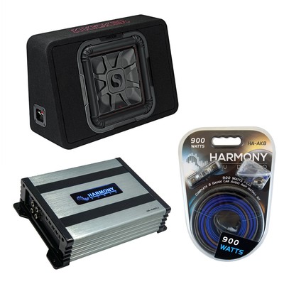 Kicker 46TL7T122 Car Audio L7T Loaded Square 12'' Thin Sub Box & HA-A400.1 Amp