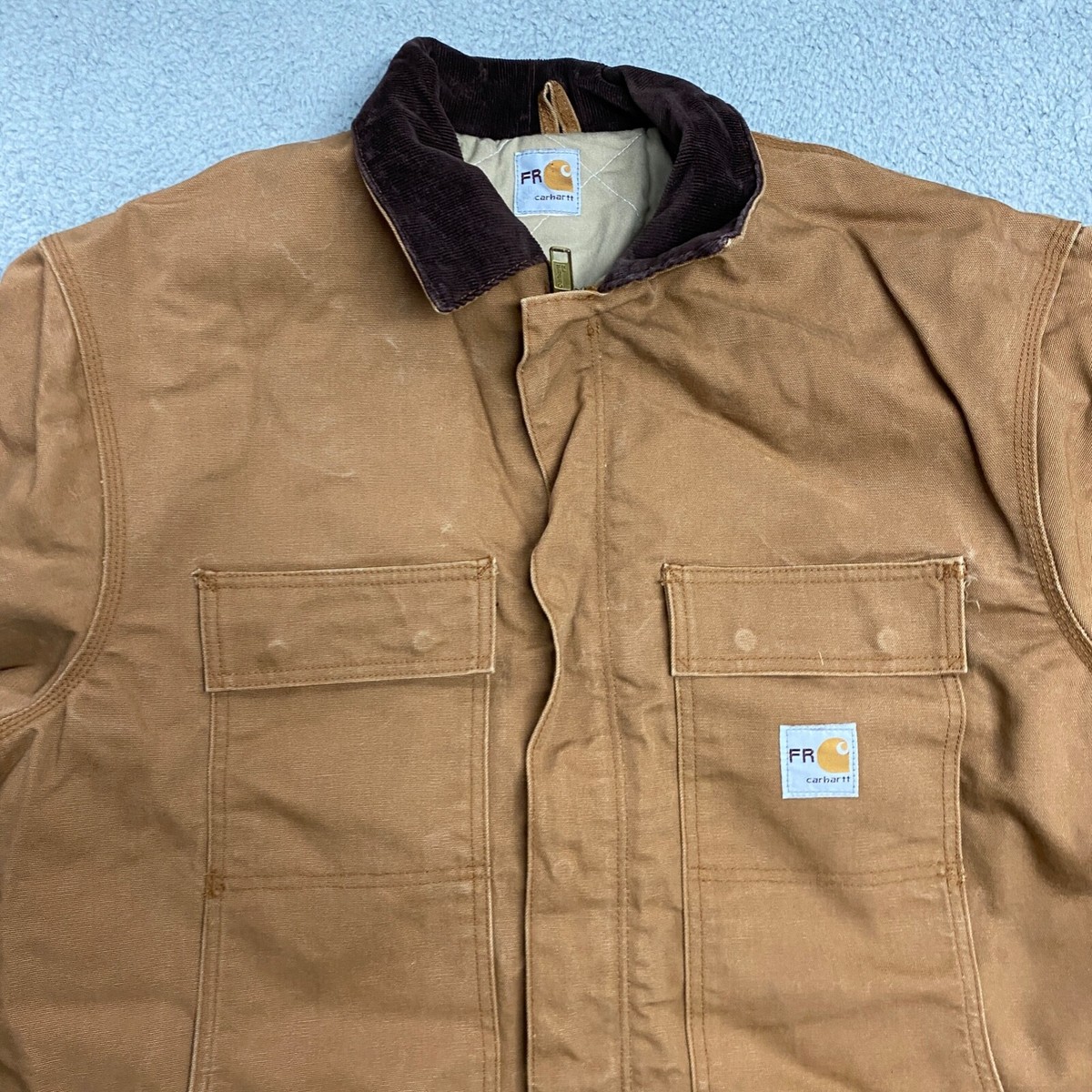 Carhartt FR Jacket Mens Extra Large Brown Quilted Lined Duck