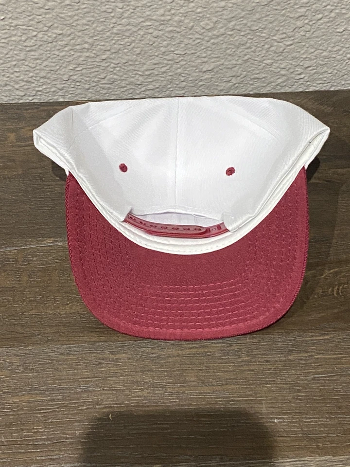 Retro Throwback Classic Washington Redskins Logo White & Maroon Snapback Hat NEW - Image 2 of 4