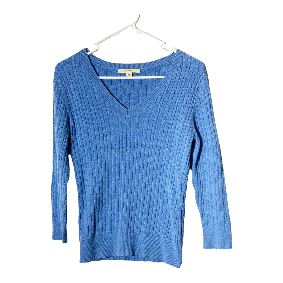 Merona Womens 3 4 sleeve lightweight blue pullover sweater Size Large L