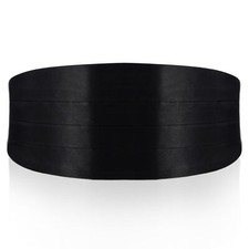 Men's Solid Color Black Cummerbund with Adjustable Band for Tuxedo Prom