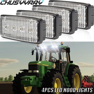4x RE306510 LED Headlight Front Hood Light For John Deere 40 Series: 4040, 4240