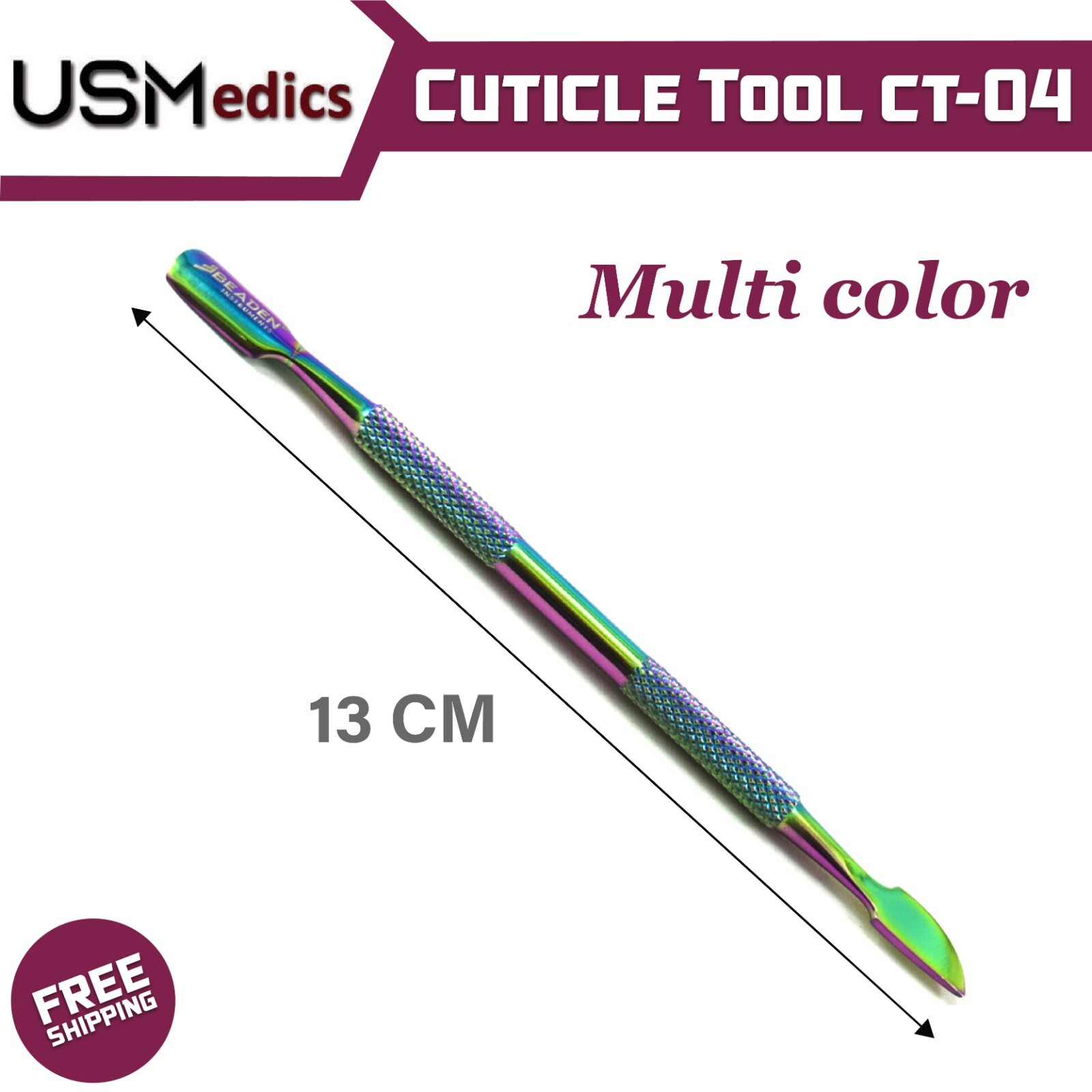 CT-04 Cuticle Nail Pusher Remover Nail Cleaner Manicure Tools Multicolor BEADEN®