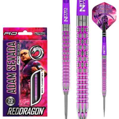 22 GRAM RED DRAGON ADAM SEVADA 90% TUNGSTEN STEEL TIP DARTS