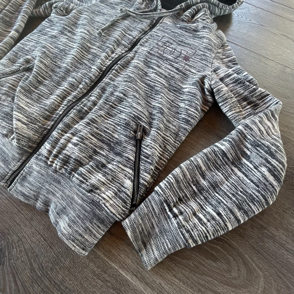 DC Shoes Womens M Sweatshirt Gray Striped Y2K Full Zip Hoodie Better Left Unsaid - Image 3 of 4