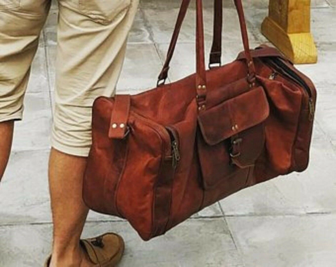 Supreme quality Bag Leather Duffle Travel Luggage Gym Vintage Weekend Genuine