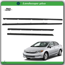 For 2012-2015 Honda Civic Sedan 4Pcs Weatherstrip Window Moulding Trim Seal Belt