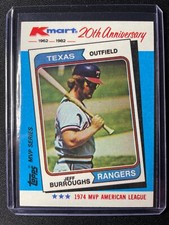 1982 Topps Kmart MVP Series 20th Anniversary Jeff Burroughs #25 of 44 Rangers!!!