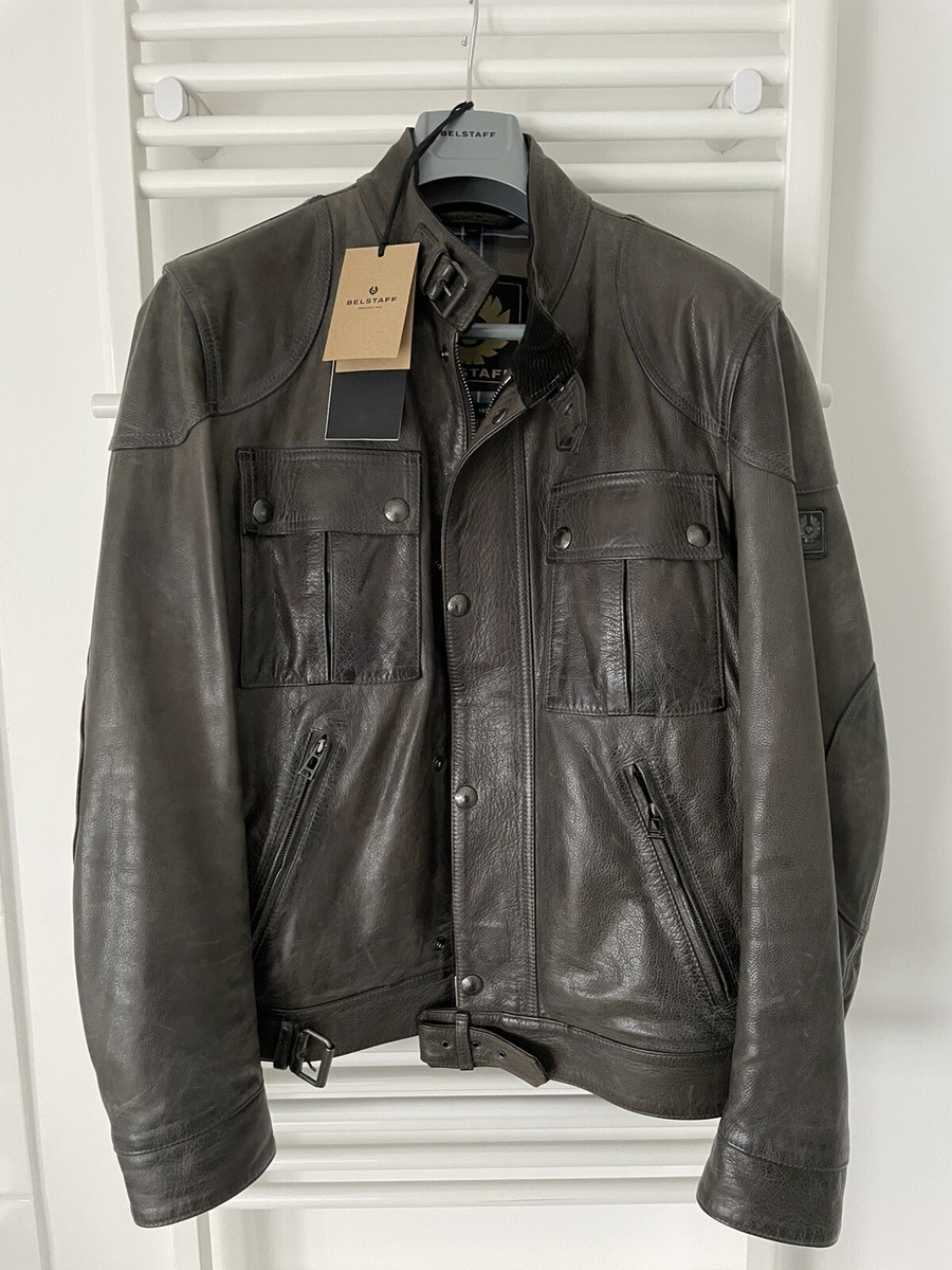 Belstaff Gangster Lederjacke Sage Green, Größe 54 XL