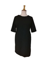 J.CREW Black Short Sleeves Sheath Midi Dress-20