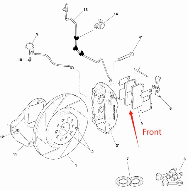 2pcs Genuine Fraont & Rear Brake Pad Kit fit Aston Martin BD9, + FREE SENSOR