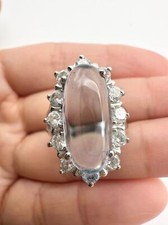 925 sterling silver natural cabochon aquamarine ring size 5.25