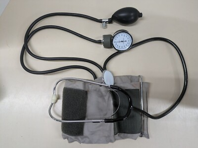 #ad Manual Blood Pressure Cuff Sphygmomanometer and Stethoscope with Case Bad Bulb $12.99