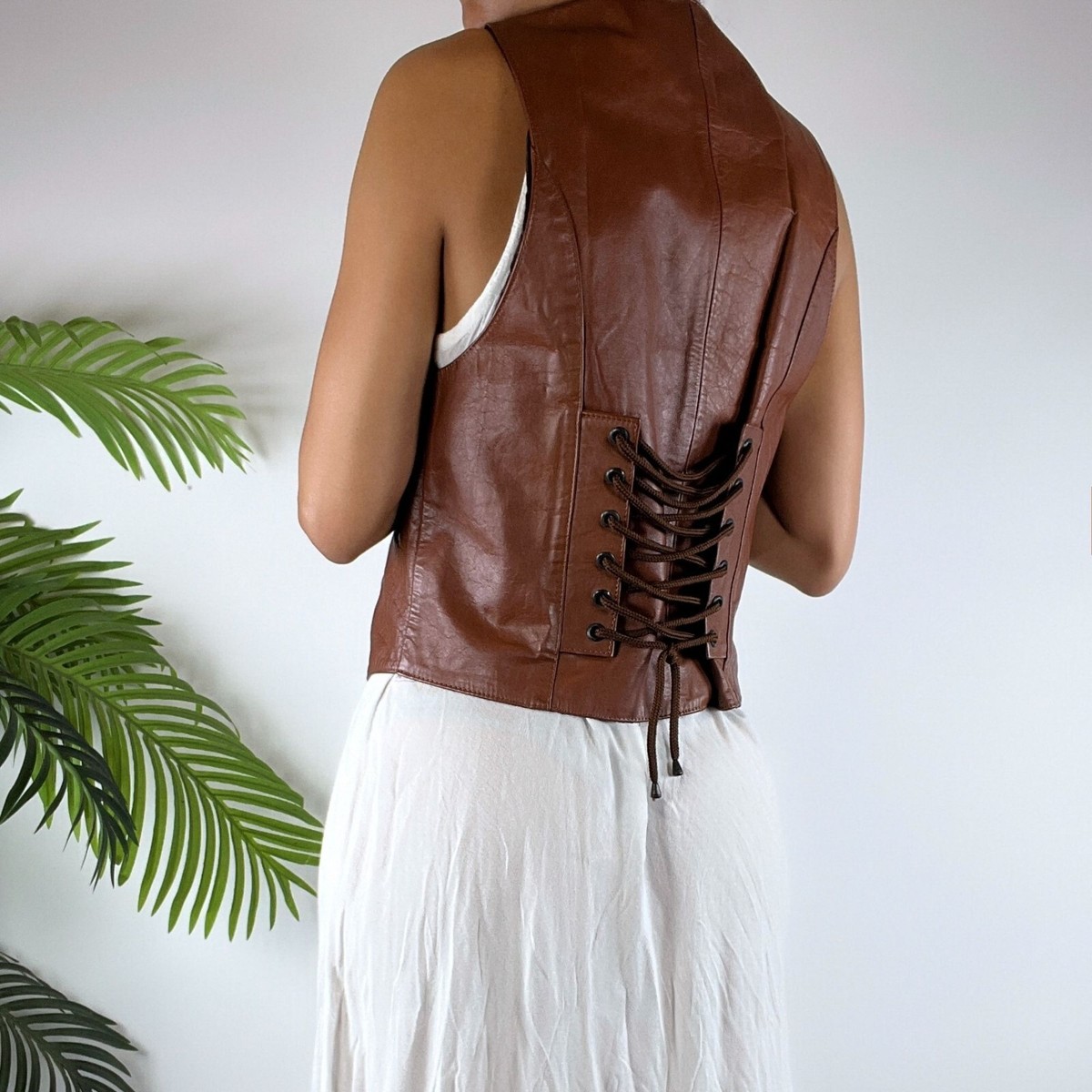 Vintage 90s Grunge Indie Brown Western Boho Lace Up Soft Leather