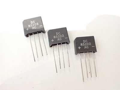 DC KOMPONENTEN BRÜCKENGLEICHRICHTER 2A 100V RS202 (x10 pro Verkauf) 4 PIN SIP UK LAGER