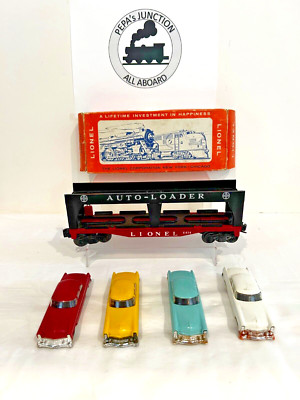 LIONEL 6414 #3 EVANS AUTO-LOADER CAR 4-AUTO'S VAR.-A~BLT-1956-66 ORIG.BOX LK/N