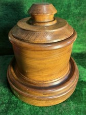 Hand Turned Vintage Wood Jar Container with Lid