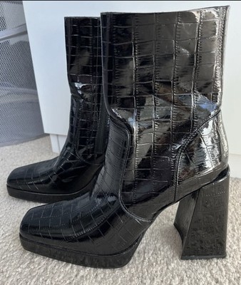 Princess Polly JAMIE CROC Embossed PLATFORM Jamie, Mercury, GoGo Boots 9