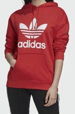 NWT Adidas Hoodie Womens Red Spell Out Pullover Sweatshirt Trefoil Size Xsmall