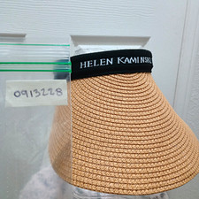 Helen Kaminski Women s Straw Visor Beige/Black Logo Band Solid One Size