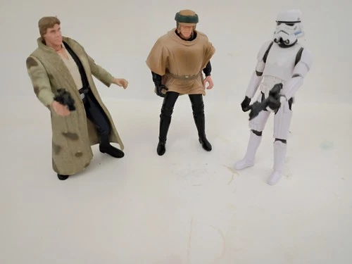 (3) Star Wars Endor Han Solo, Stormtrooper and Luke Skywalker Figures Lot!!
