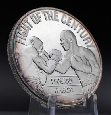 1987 Marvin Hagler Sugar Ray Leonard Boxing Fight 1oz 999 Silver