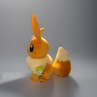 GIANT XL Eevee Pokemon Plush Jazwares 24  Plushie Flowers RARE Oversized NEW!
