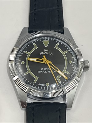 Rare Roamer Swiss Made Shock Proof Men Wristwatch Automatic 17 Jewels New Band