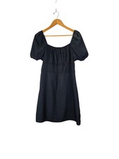 Gianni Bini Womens Little Black Mini Dress Sweetheart Babydoll Puff Sleeve Large