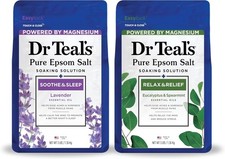 Dr Teal's Pure Epsom Salt, Lavender  Eucalyptus Duo Bundle, 3 lbs Pack of 2 