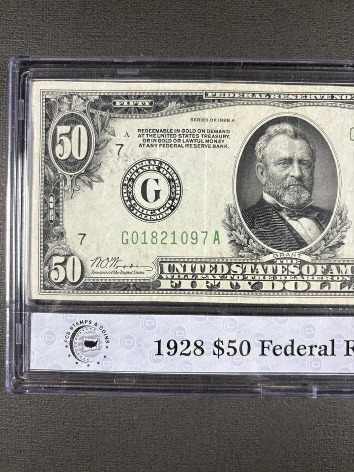 1928-A $50 Federal Reserve Note Chicago Redeemable In Gold On Demand - Image 3 of 4